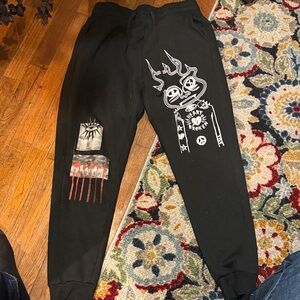 Black Graphic Sweatpants